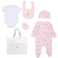 Baby Girls Layette Clothing Gift Set 6 Piece ~ Teddy Princess ~ Pink Nb-6 Month