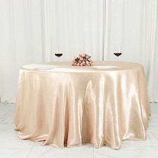 132" BEIGE Satin Round TABLECLOTH Wedding Party Table Linens Party Decorations