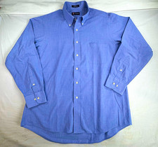 Chaps Men's Classic Fit Blue Check Wrinkle Resistant 16.5 34/35 Dress Shirt L