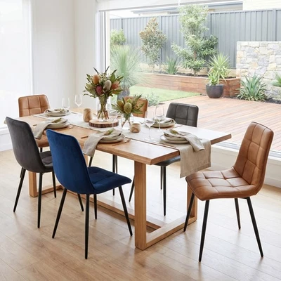 Levede 4x Dining Chairs PU Velvet Upholstered Padded Seat Kitchen Lounge - image 1 of 4
