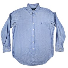 Ralph Lauren Shirt Mens 16 32/33 Blue Striped Button Down Long Sleeve Classic