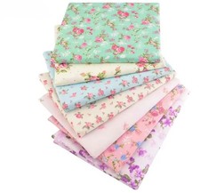 7pcs Rose Floral Cotton 25cm x 20cm Fabric Bundle Sewing Fabric