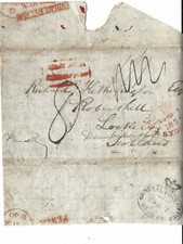 NSW PRE STAMP PART ENTIRE 1839 SYDNEY TO LOCKERBY SCOTLAND 8d MANUSCRIPT