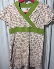 Tea Collection Girls Dress Size 4 Polka Dot Kimono Style Dress Top Green Pink