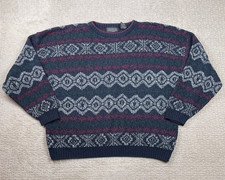 Vintage Knit Sweater Mens XL Nordic Fair Isle Colorful Geometric Pattern 90s