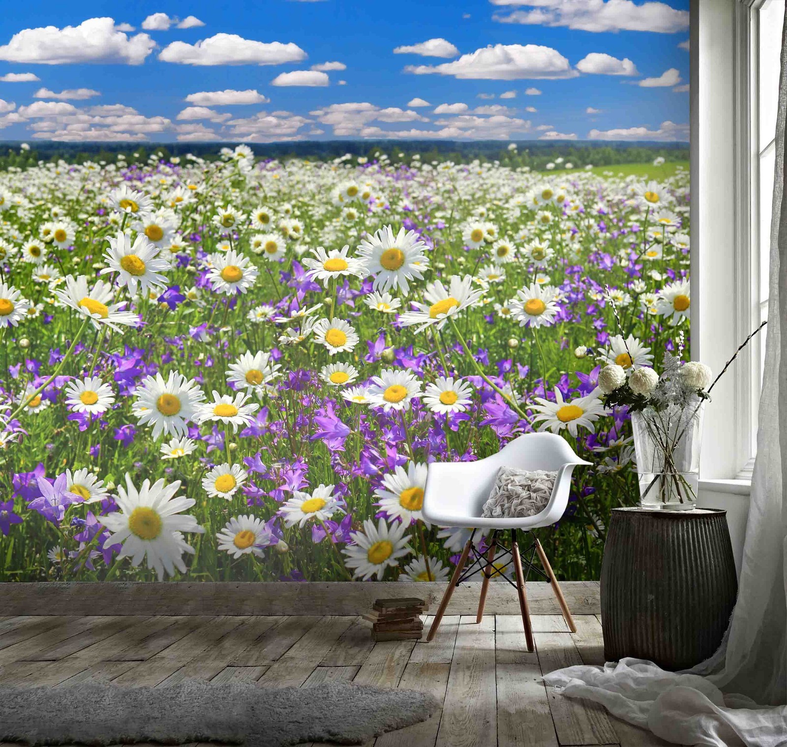 3D Sky Flower Field Landscape Wall Murals Wallpaper Murals Wall Sticker