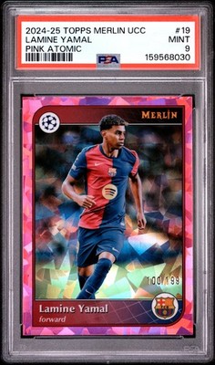 2024-2025 TOPPS MERLIN UEFA CLUB COMPETITIONS #19 LAMINE YAMAL 100/199 PSA 9