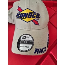 New Era 9Forty Sunoco Race Fuels Adjustable Baseball Cap Tan Blue Embroidered