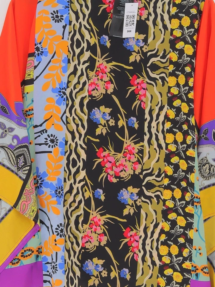 Top túnica para mujer ETRO multi floral 100 % seda manga larga cuello redondo Foto 3 de 4