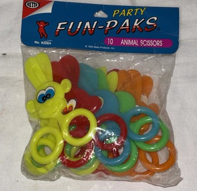Vintage 1992 Betta Products Pack of 10 Animals Scissors Hong Kong Party Fun Pack
