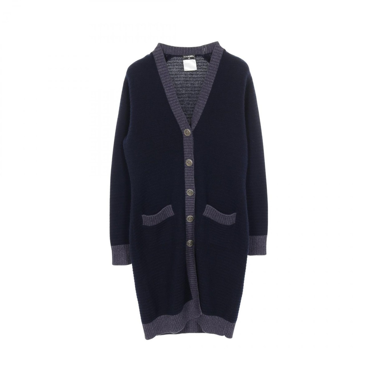 CHANEL COCO Mark Crown Button long cardigan knitwear #38