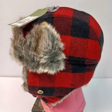 Trapper Hat Faux Fur One Size Red/Black Soft Warm Winter Stylish Goodfellow & Co