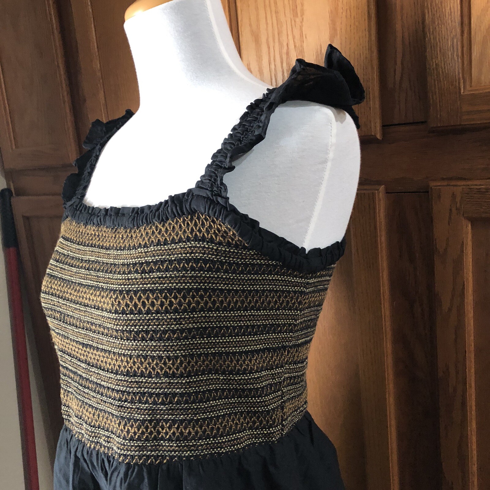 J Crew Women’s Square Neck Smocked Ruffle Tiered Mini Dress Petite Size PL NWI