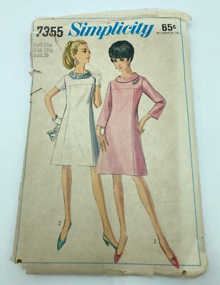Vtg 1967 Simplicity Pattern 7355 Classic A-Line Dress Size 18-1/2 Bust 39 | eBay Vtg 1967 Simplicity Pattern 7355 Classic A-Line Dress Size 18-1/2 Bust 39 | eBay