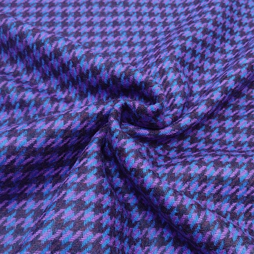 Abrigo de lana pura diente de perro púrpura azul manchado material de costura de invierno - Imagen 3 de 6
