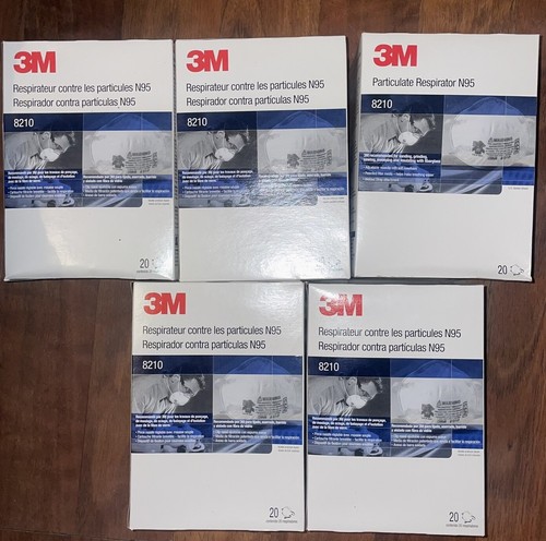 *Lot Of 5 * 3M N95 8210 Particulate Respirator (100 Total)
