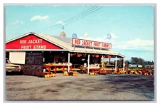 Geneva, New York NY, Red Jacket Fruit Farms Stand, Chrome Postcard Posted 1974