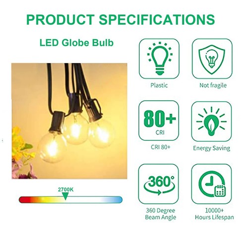 G40 Led Replacement Light Bulbs, 0.6W Shatterproof Globe Bulb, E12 Candelabra... - Picture 7 of 8