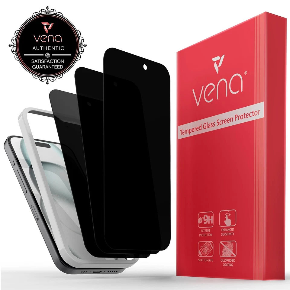 Vena PRIVACY Anti-Spy Tempered Glass Screen Protector Guard for iPhone 16 15Plus