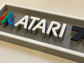 ATARI 7800 3D printed game console placard, retro console sign, multi-color