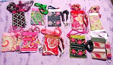 HAND MADE CRAFT LOT  FUN  BAGs  &  KEY FOB   PINKs #1  CANTERBERRY  CLEMINTINE