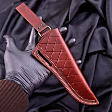 CUSTOM MADE PURE COW LEATHER SHEATH COVER FOR FIXED BLADE KNIFE 1360