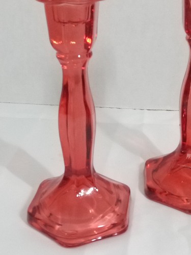 Vintage Pair of Fenton RUBY RED 7.5" Tall Glass Candlesticks Holders - Picture 8 of 12