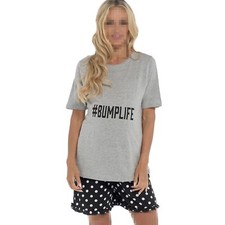 A2Z Ladies Grey Maternity Shorts Pyjamas #BUMPLIFE Pregnancy Nightwear PJS Set