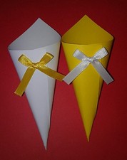 Set100 Coni porta riso/confetti matrimonio bianchi e gialli GIA'MONTATI
