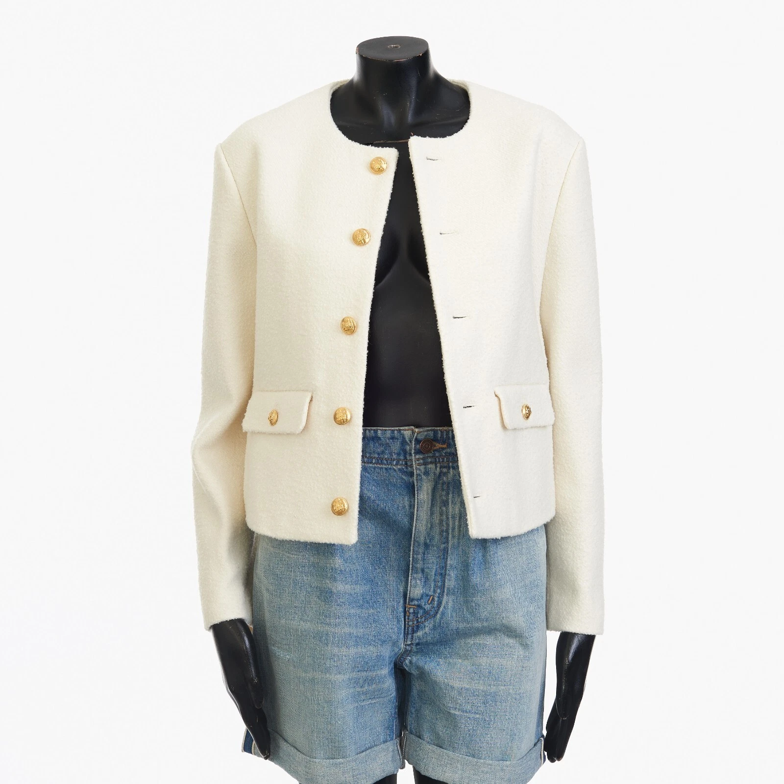 Celine — CELINE 3950$ Chasseur Jacket In Tricot Natté - Off White Cashmere Wool Blend