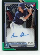 2024 Bowman Chrome Prospect Autograph Refractor Green #CPA-SS Sam Shaw NM-MT Aut
