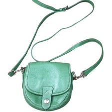 Dooney  Bourke Green Leather Saddle Crossbody Small Flap Snap Closure Bag
