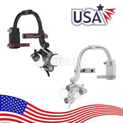 3.5X Dental Surgical Headband Binocular Loupes with 5W LED Head Light 2 Leds