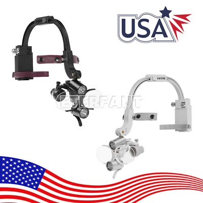 ETERFANT 3.5X Dental Surgical Headband Binocular Loupes+5W LED Head Light 2 Leds