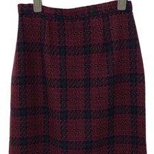 Vintage Plaid Pencil Skirt Womens Size XS Red Wool Holiday Preppy Academia