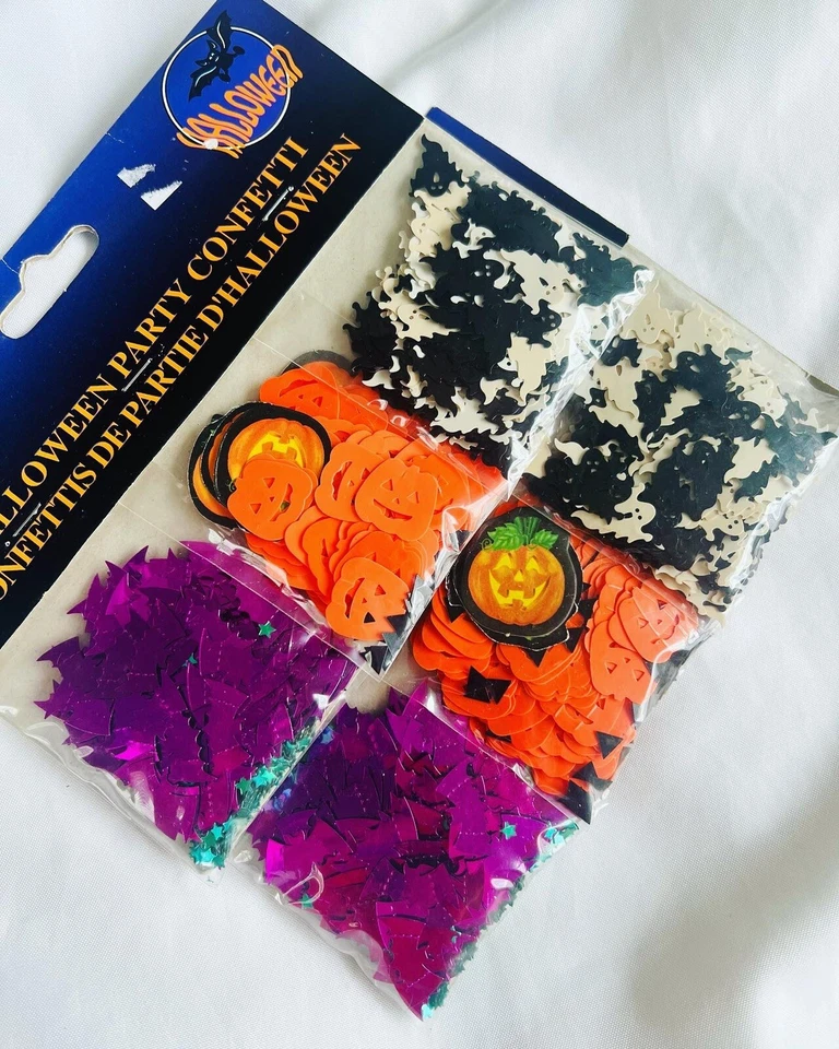 Lote Brillo Fantasma Murciélago Calabaza Confeti Fiesta Halloween 2001 De Colección Y2k Foto 3 de 4