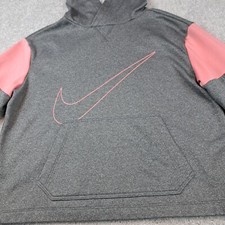 Nike Youth Girls XL Pullover Hoodie Hooded Sweatshirt Gray Pink Kangaroo Pocket