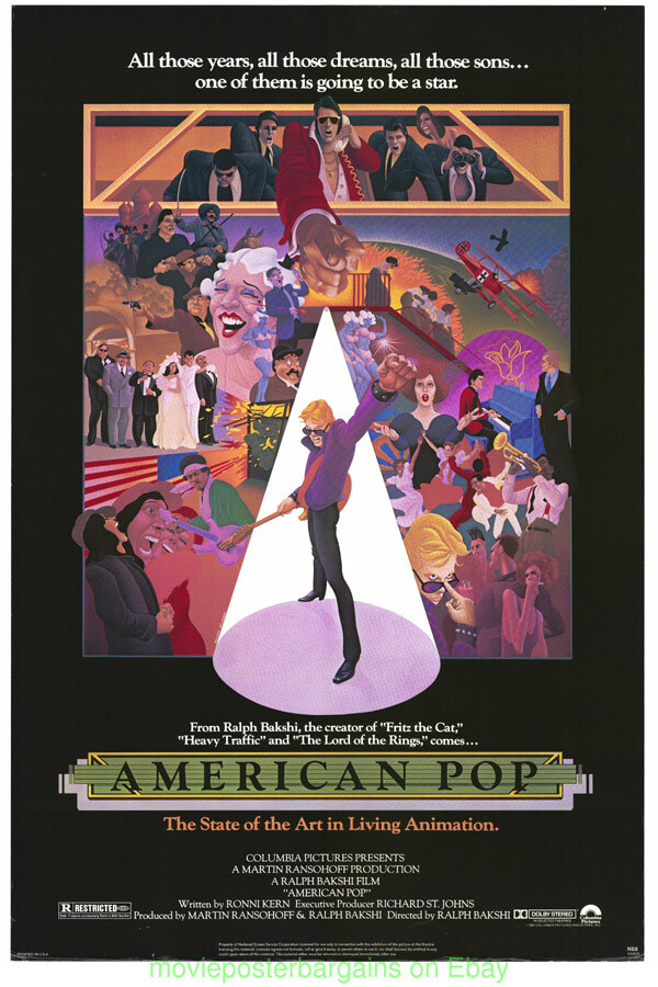 PÓSTER DE PELÍCULA POP AMERICANA Animación Original Ralph Bakshi 27x40 N. Como Nueva Una Hoja