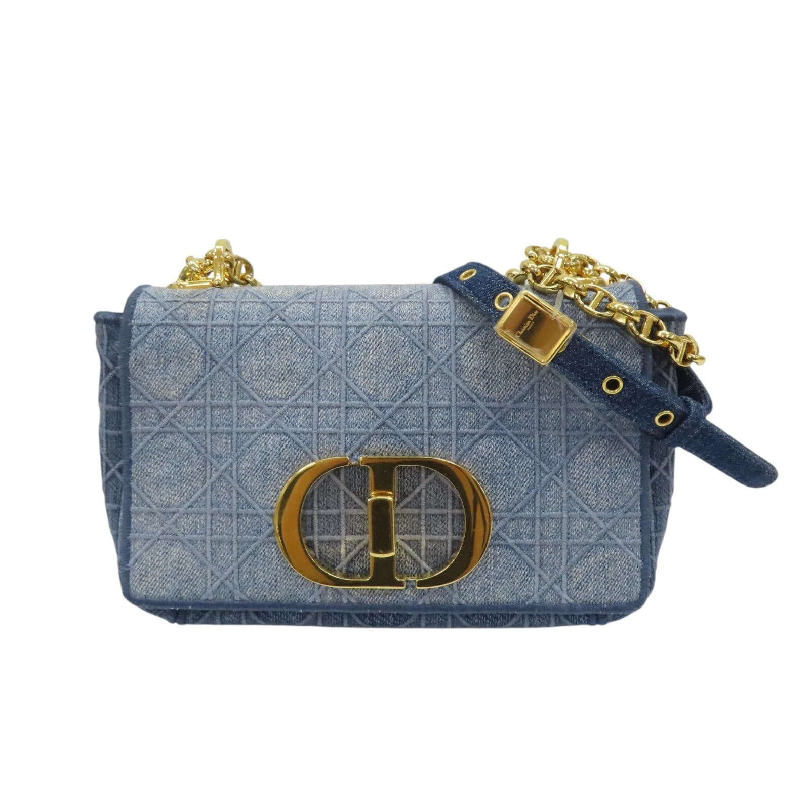 Sac à main bandoulière Dior Denim Cannage Caro bleu