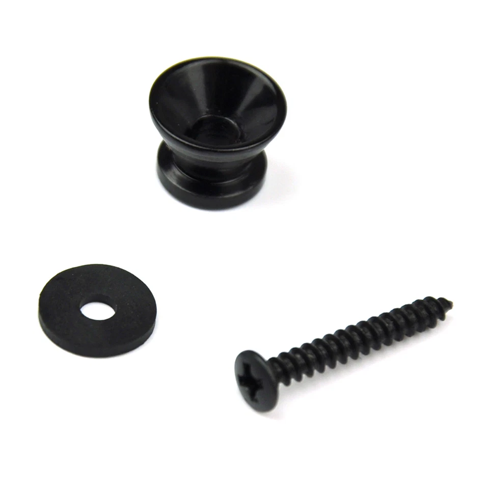 10 Sets of Black Universal Guitar Strap Locks Nails Buttons + Screws + Pad - Image 3 of 3