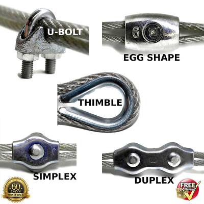 SIMPLEX DUPLEX EGG SHAPE U BOLT THIMBLE STEEL WIRE GRIPS CLAMP CLIPS