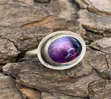 Sterling Silver - Solitaire Amethyst Ring Size 6