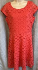 Ronnie Nicole Dark Orange Textured Cap Sleeve Party Dress Size 10.  VGC.     Skt