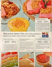 Quaker Oats Kitchen Recipe Ideas Cookies Retro Vtg Advertising Magazine Ad 1957
