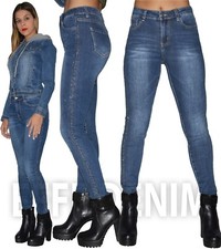 Jeans Donna con Strass Skinny Pantalone Aderente Slim Elasticizzati Nuovo 926