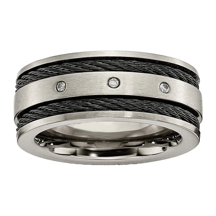 Anillos de banda de titanio negro para hombres
