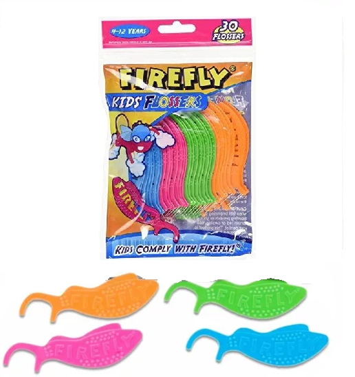 FIREFLY Dr. Fresh KIDS Dental FLOSSERS Picks 30 Count (4 Pack) Ages 4 ...