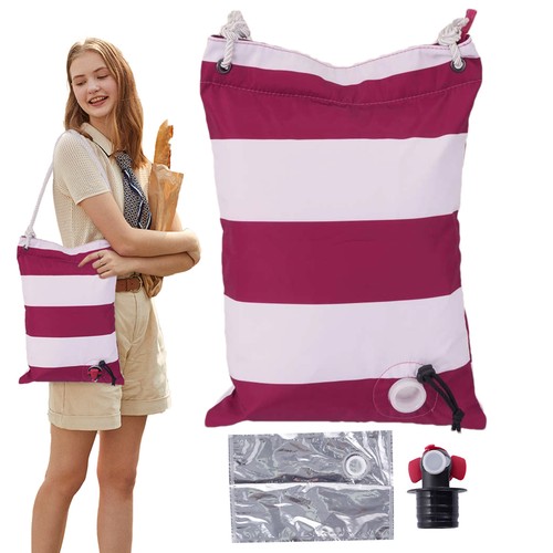 Beach Wine Tote Bag Wine Purse Carrier Shoulder Bag With Spout Dispenser