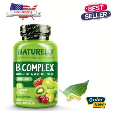 NATURELO B Complex with Methyl B12, - Methyl Folate Stress Support - 120 Capsule