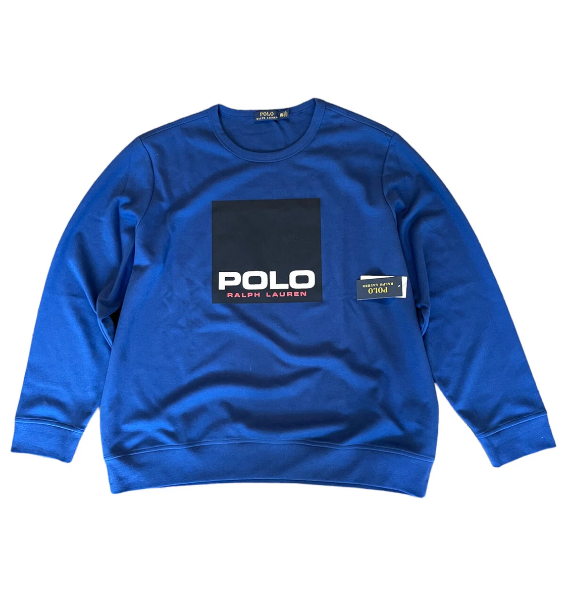 Polo Ralph Lauren Blue Black Box Logo Sweatshirt Sweater Men s Size 2XL 125 NWT